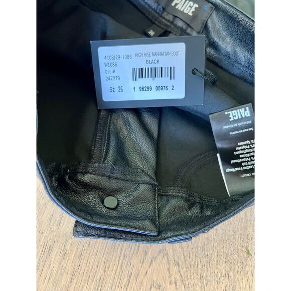 PAIGE - High Rise Manhattan Boot Vegan Leather in Black - Size 26 NWT - Picture 6 of 8
